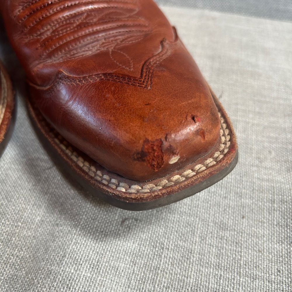 Ariat Brown Western Boots with Red Stitching - Picture 6 of 8